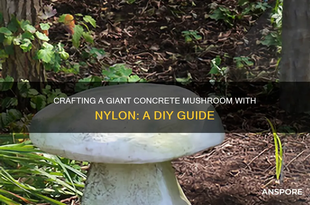 how to make a large concrete mushroom using a nylon