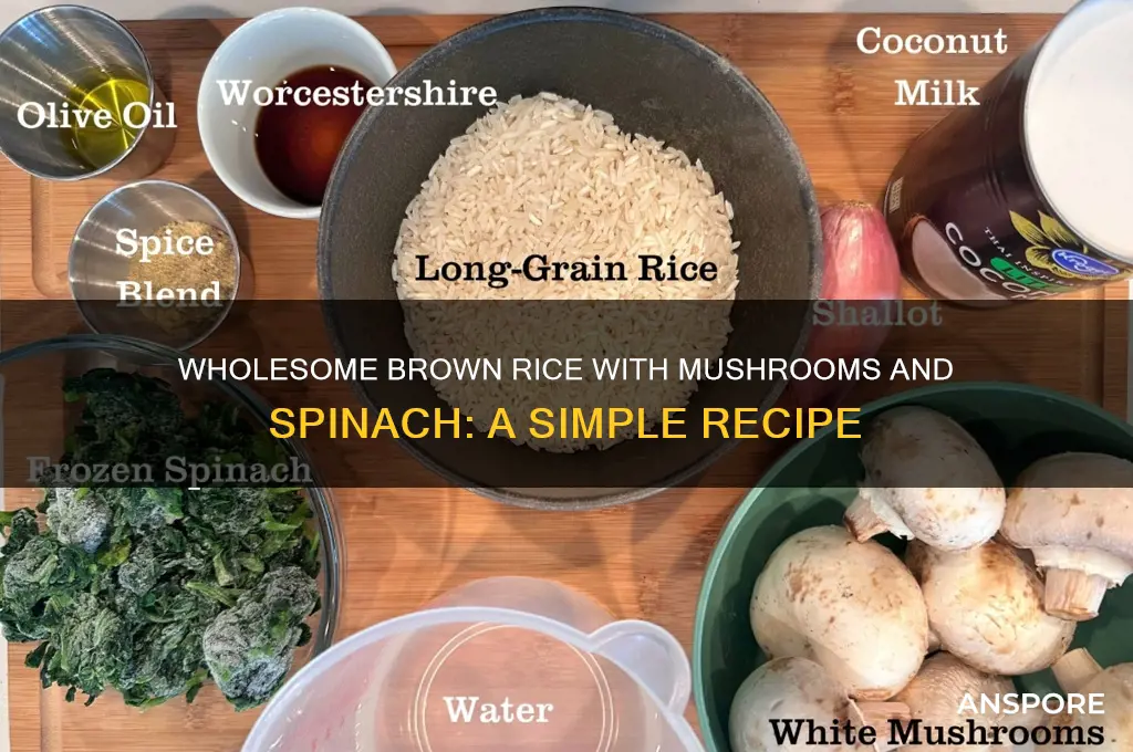 how to make brown rice with mushrooms and spinach