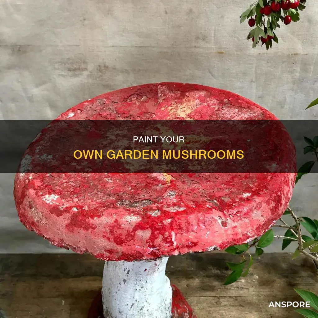 how to paint cement mushrooms