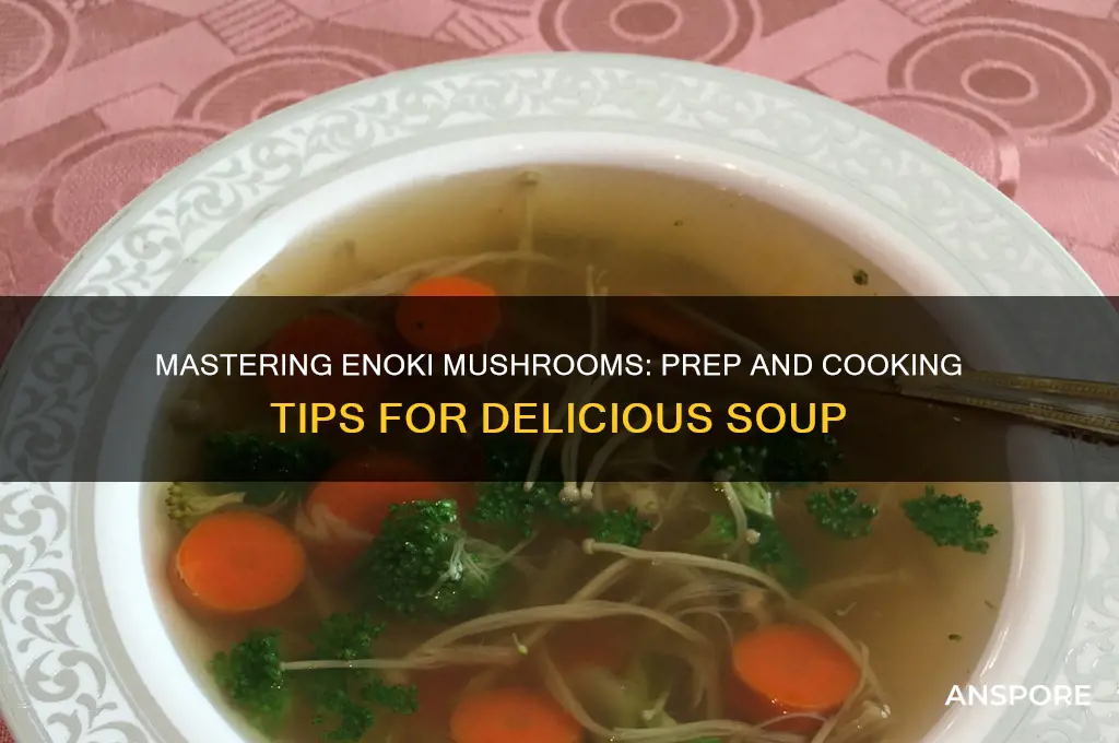 how to prepare and cook enoki mushrooms for soup