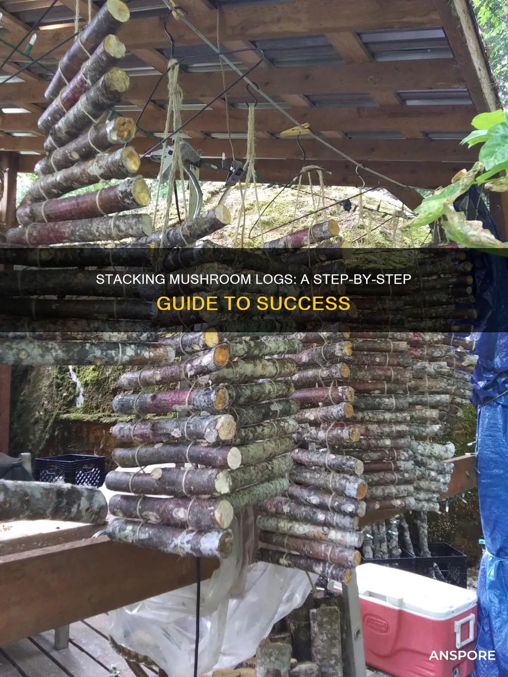 how to stack mushroom logs