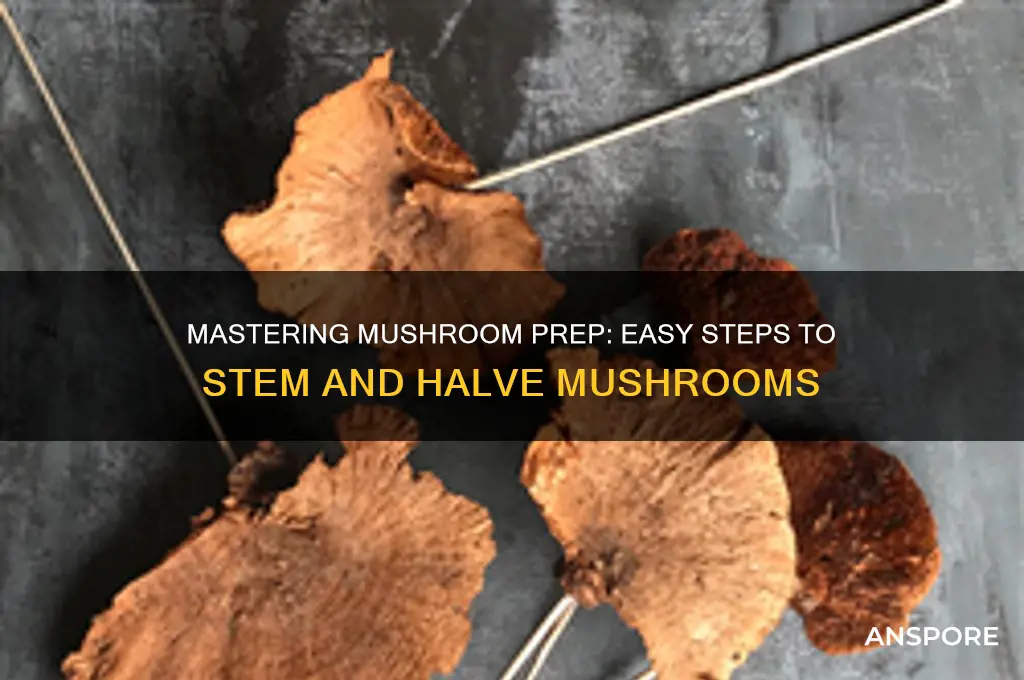 how to stem and half mushrooms