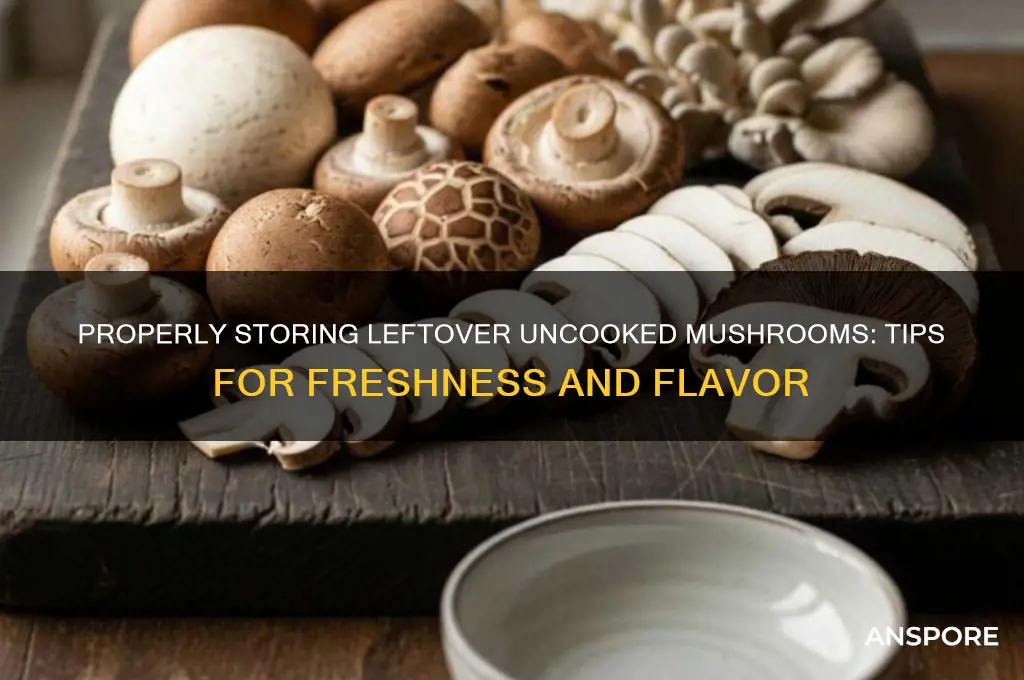 how to store leftover uncooked mushrooms