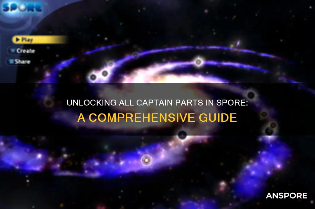 how to unlock all captain parts in spore