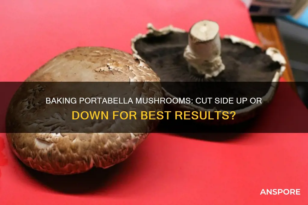 should portabella mushrooms be baked cut side up or down