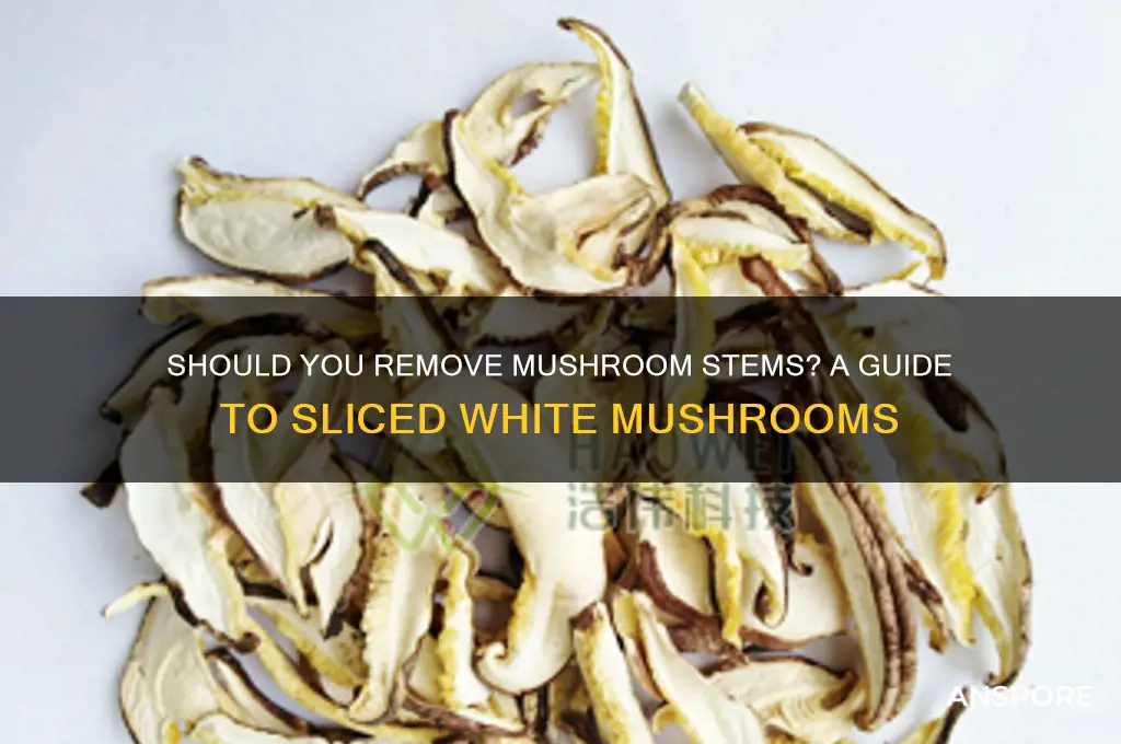 should you remove stem of sliced white mushrooms