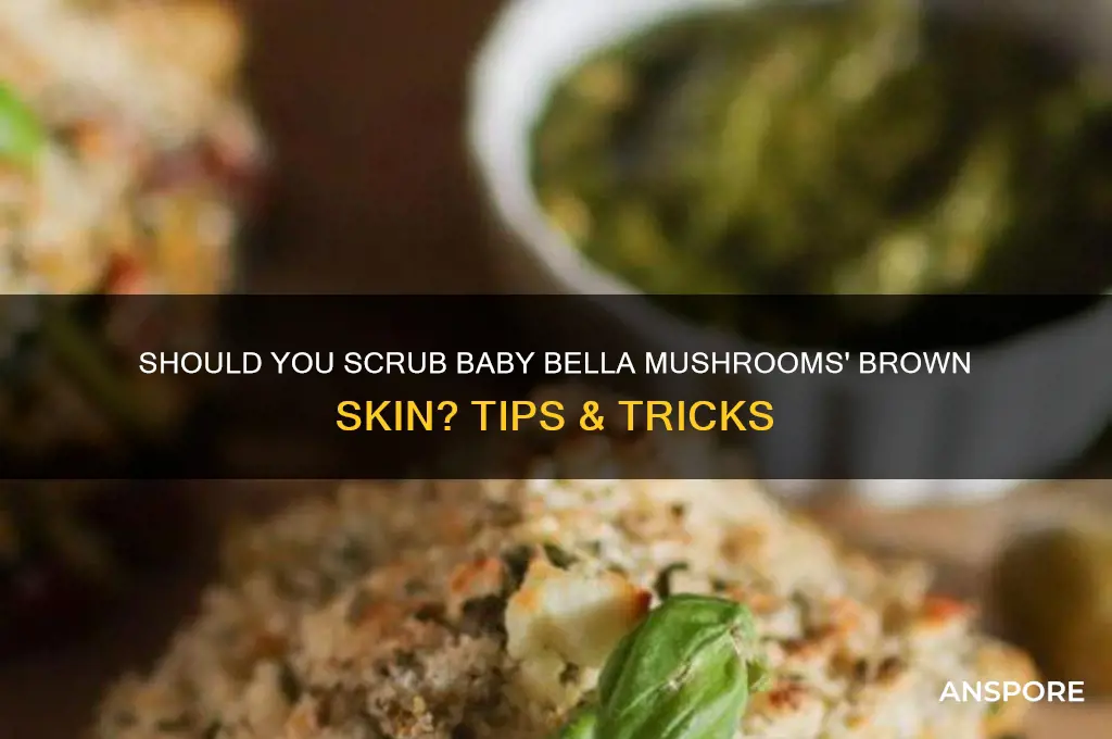 should you scrub the brown of baby bella mushroom