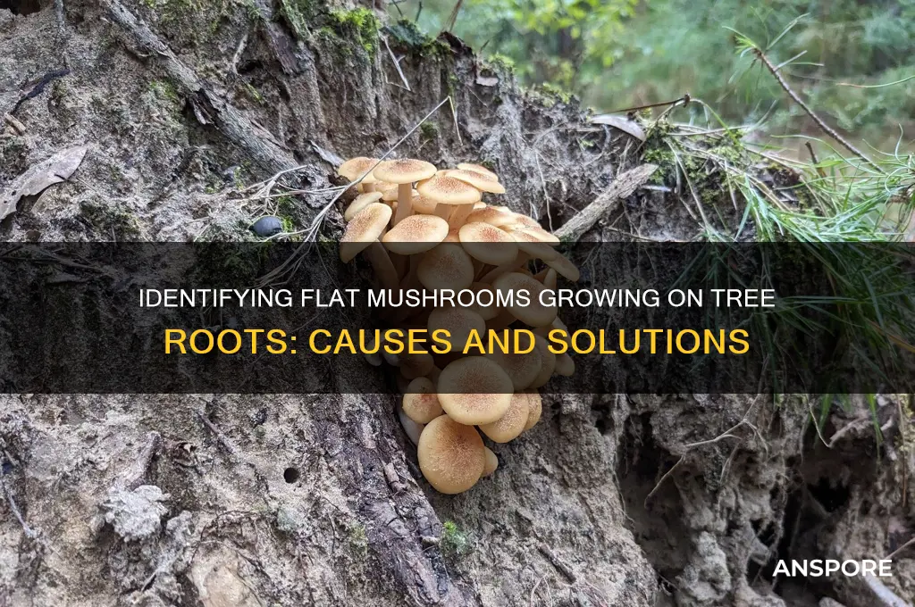 what are the flat mushrooms growing over my tree roots