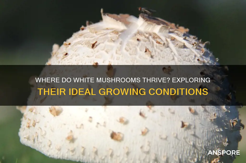 what do white mushrooms grow in