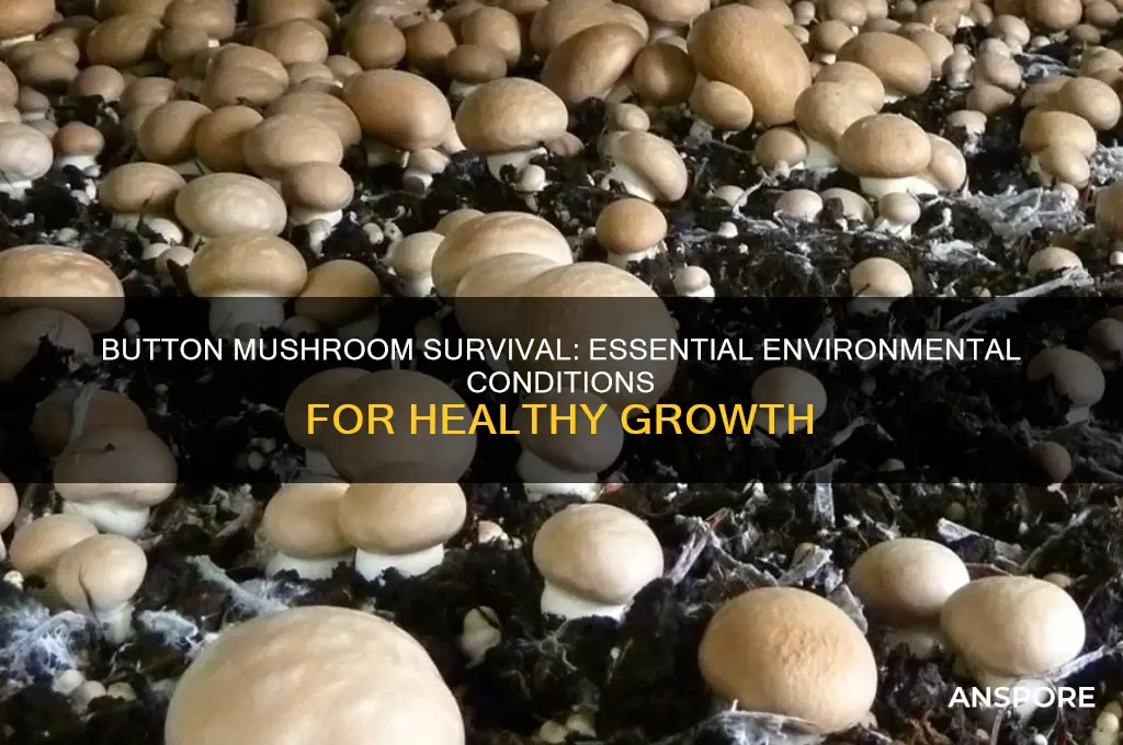 what enviromental features does the button mushroom need to survive