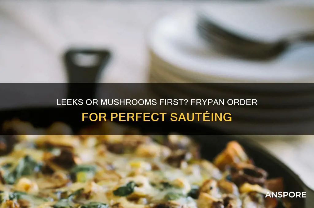 what goes in frypan first leeks or mushrooms