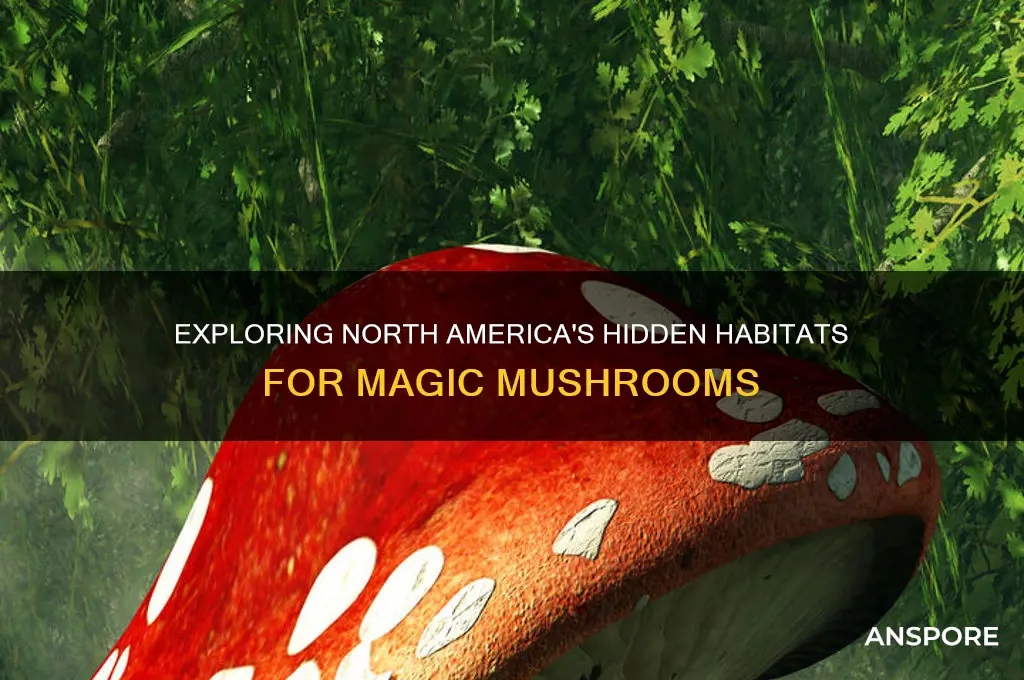 where do magic mushrooms grow in north america