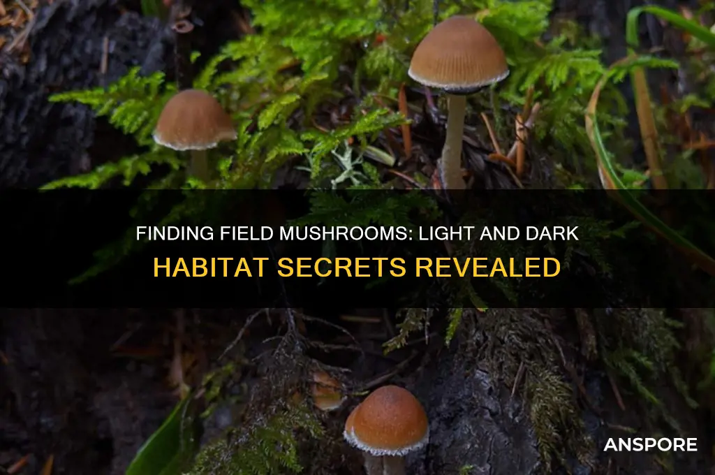 where do you find field mushrooms in dark and light
