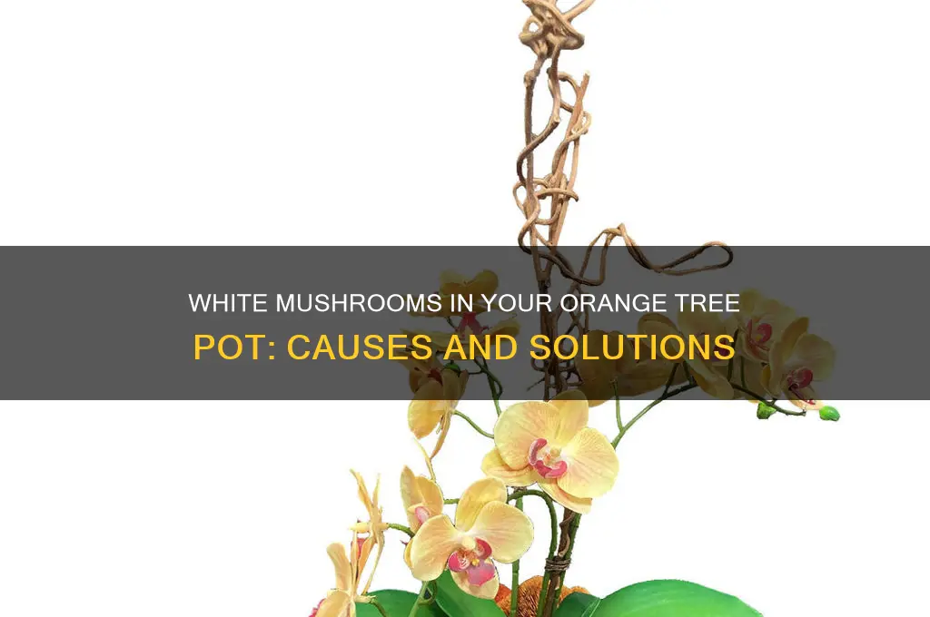 why white mushroom growing in my small orange tree pot