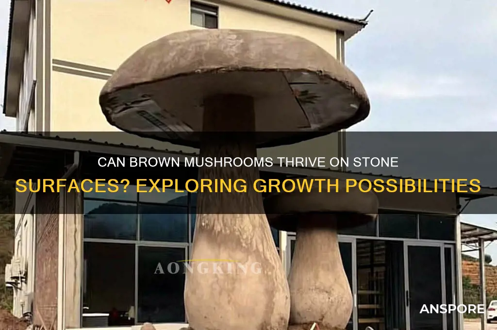 will brown mushrooms grow on stone