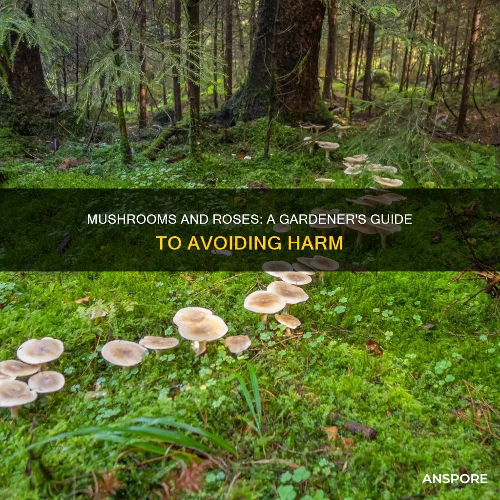 will mushrooms harm roses
